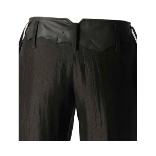 High Twisted Gabardine Leather Detail Pants