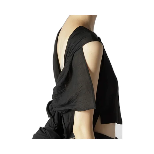 High Twisted Gabardine Backside Knot Detail Vest