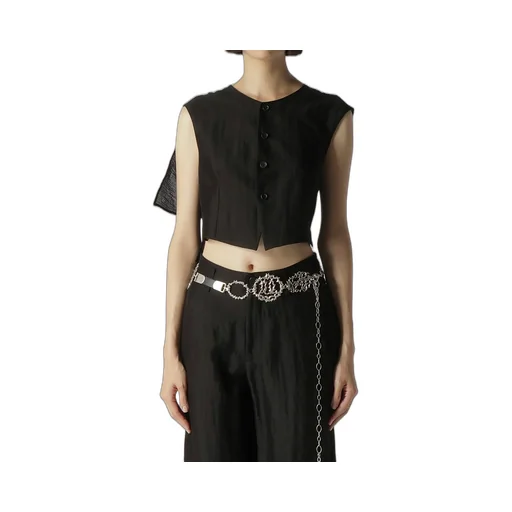 High Twisted Gabardine Backside Knot Detail Vest
