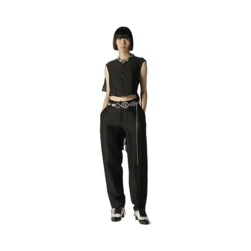 High Twisted Gabardine Backside Knot Detail Vest
