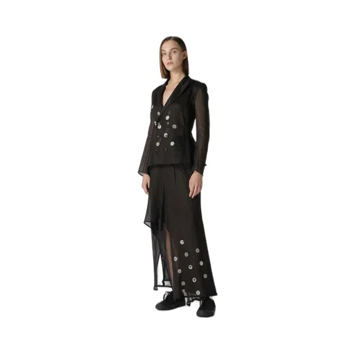 Dot Grey Discharge Print R Round Hem Skirt