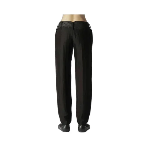 High Twisted Gabardine Leather Detail Pants