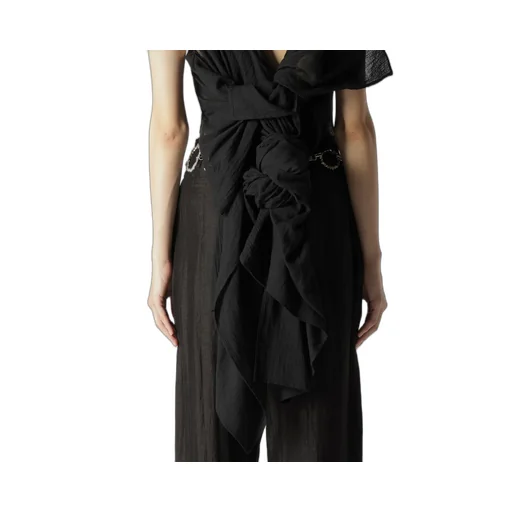High Twisted Gabardine Backside Knot Detail Vest