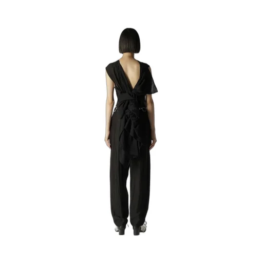 High Twisted Gabardine Backside Knot Detail Vest