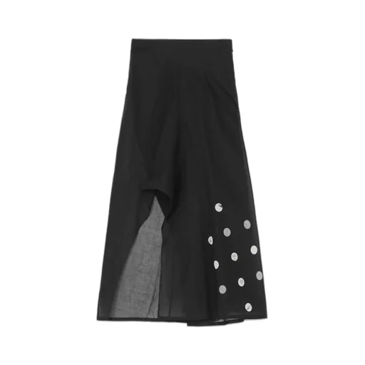 Dot Grey Discharge Print R Round Hem Skirt