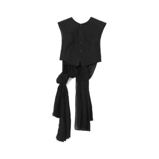 High Twisted Gabardine Backside Knot Detail Vest