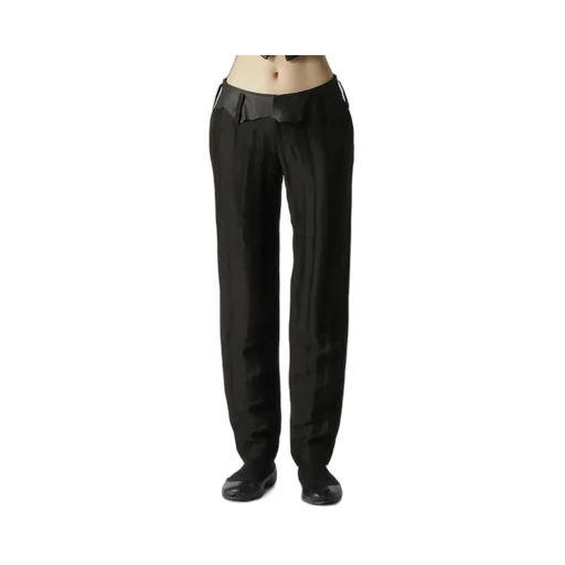 High Twisted Gabardine Leather Detail Pants