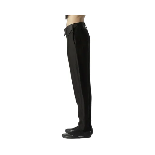 High Twisted Gabardine Leather Detail Pants
