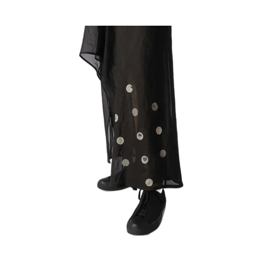 Dot Grey Discharge Print R Round Hem Skirt