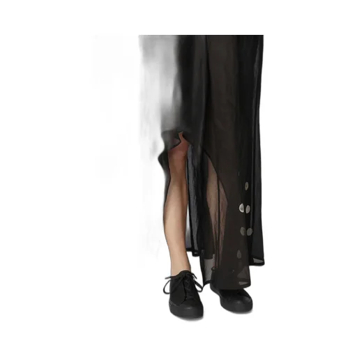Dot Grey Discharge Print R Round Hem Skirt