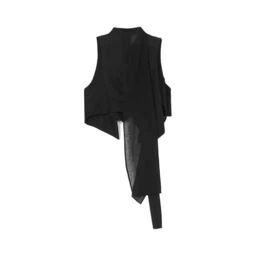 High Twisted Gabardine Belted Unbalance Vest