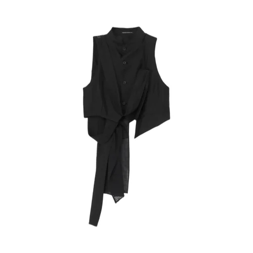 High Twisted Gabardine Belted Unbalance Vest