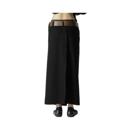 7.6Oz Uneven Yarn Denim Belted Wrap Skirt