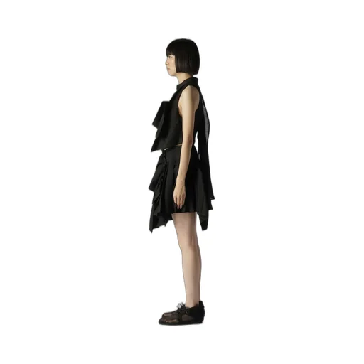 High Twisted Gabardine Belted Unbalance Vest