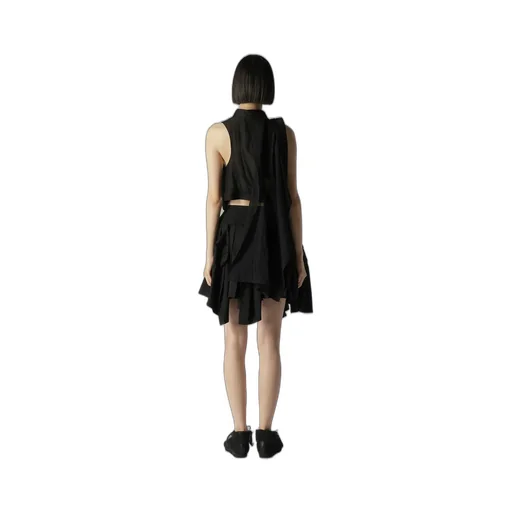 High Twisted Gabardine Belted Unbalance Vest