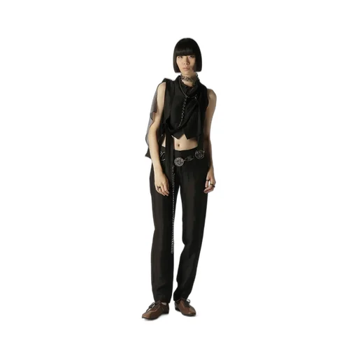 High Twisted Gabardine Low-Rise Belted Pants