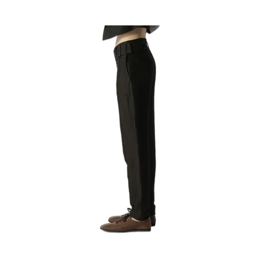 High Twisted Gabardine Low-Rise Belted Pants