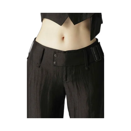 High Twisted Gabardine Low-Rise Belted Pants