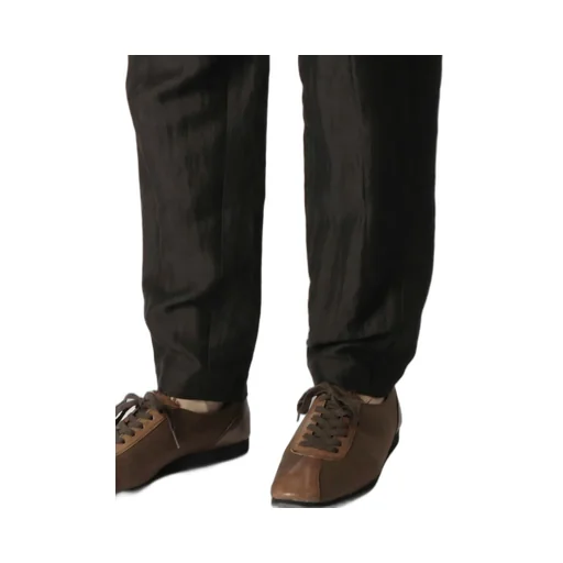 High Twisted Gabardine Low-Rise Belted Pants