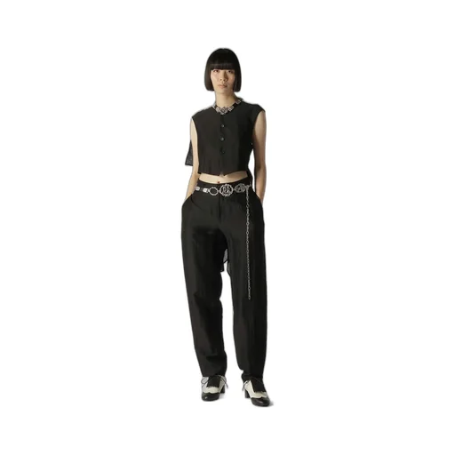 High Twisted Gabardine Low-Rise Basic Pants