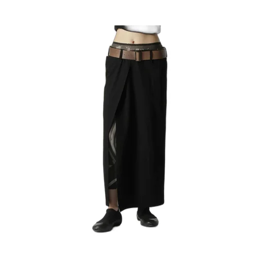 7.6Oz Uneven Yarn Denim Belted Wrap Skirt