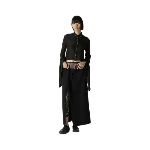 7.6Oz Uneven Yarn Denim Belted Wrap Skirt