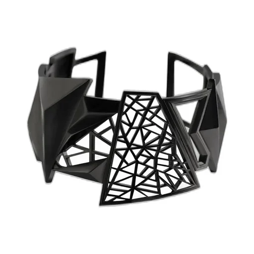 Tin Alloy Gunmetal Crumble Bangle Blk