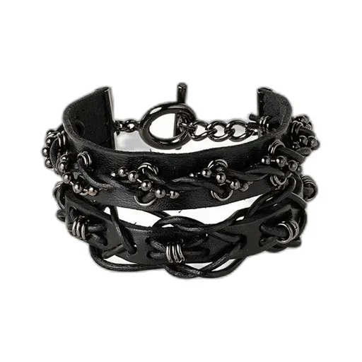 Leather Brass Bkni Braided Bracelet