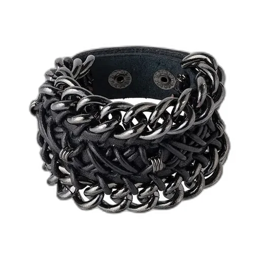 Leather Brass Bkni Anarchy Bracelet