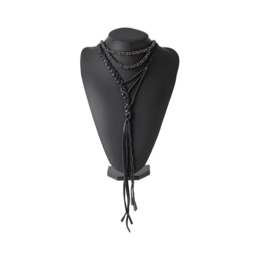 Cow Leather/Brass Bk Void Necklace