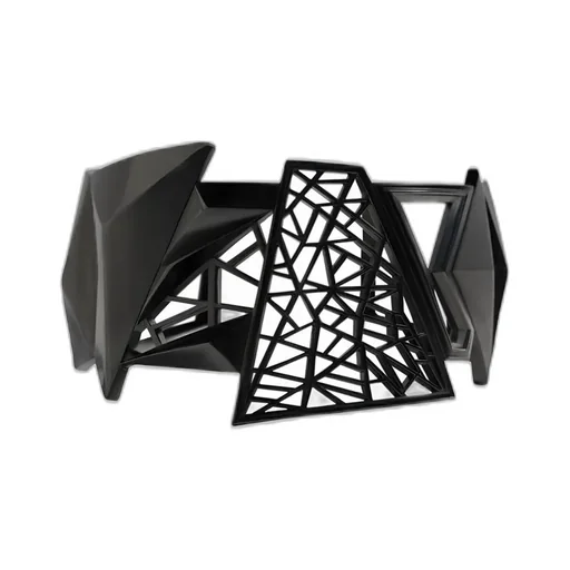 Tin Alloy Gunmetal Crumble Bangle Blk