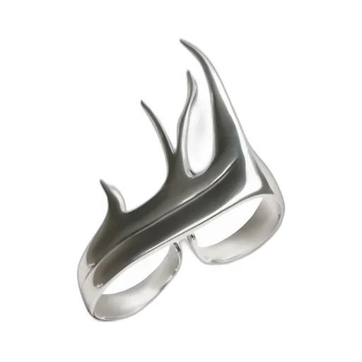 Sv/Antique F Elk Double Ring