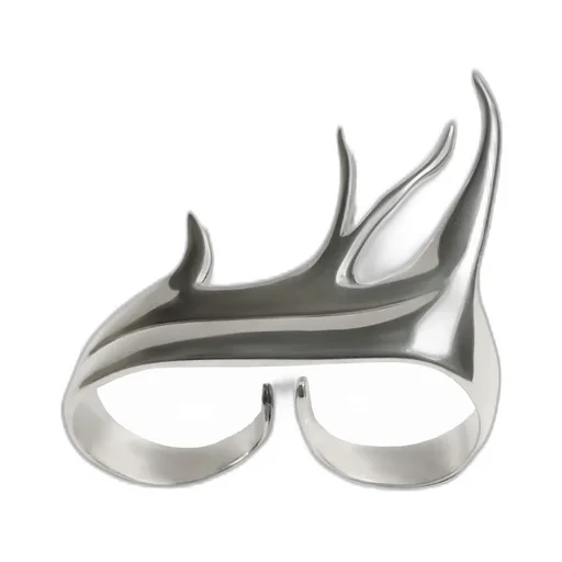 Sv/Antique F Elk Double Ring