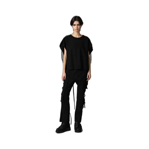 Natural Smooth Lace Up Square Tee