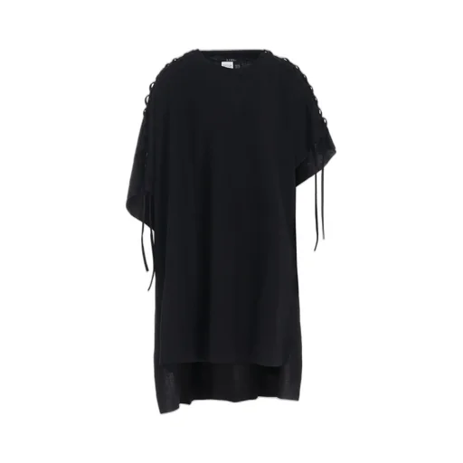 Natural Smooth Lace Up Asymmetric Tee
