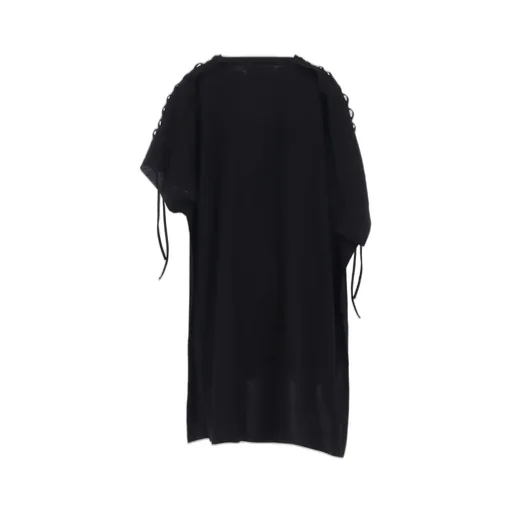 Natural Smooth Lace Up Asymmetric Tee