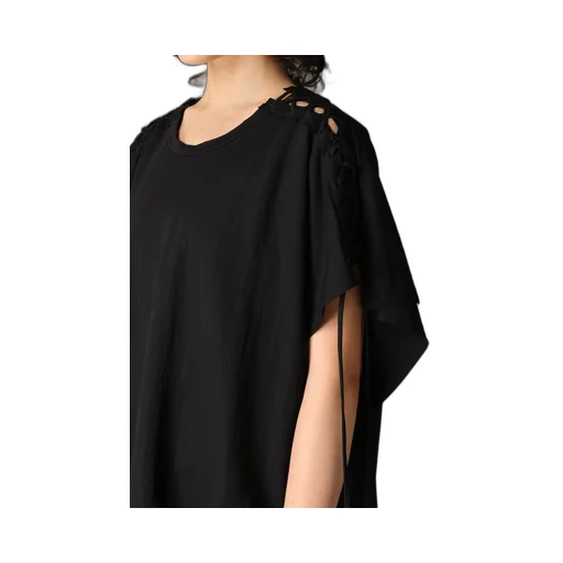 Natural Smooth Lace Up Asymmetric Tee