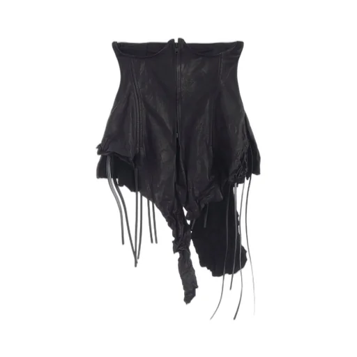 Tied Wrinkle Leather Bustier