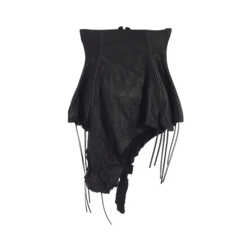 Tied Wrinkle Leather Bustier