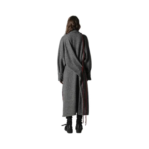 Nep Tweed Back Drape Trench Coat