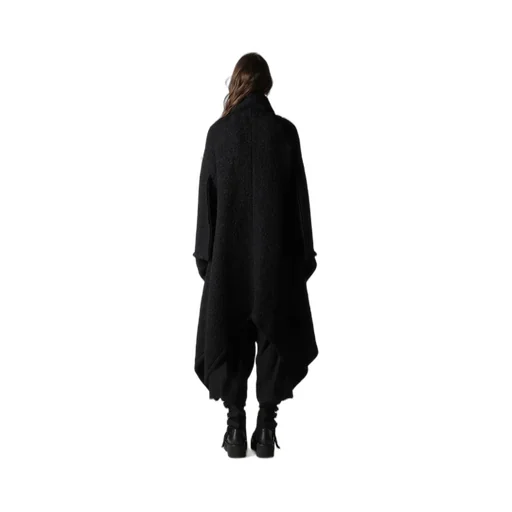 Loop Inlay Frilled Collar Long Jacket