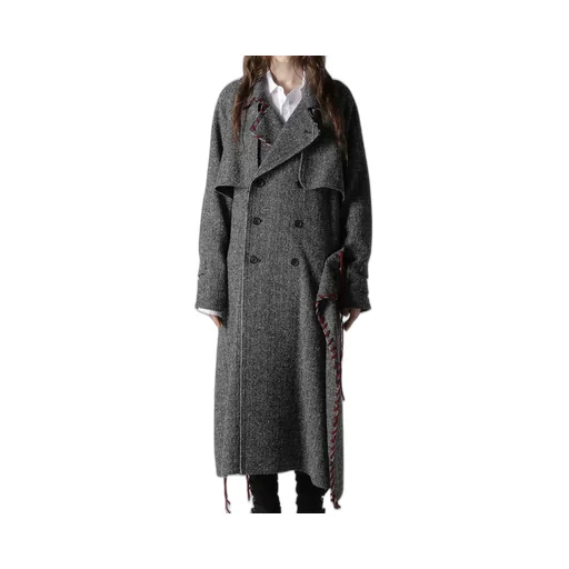 Nep Tweed Back Drape Trench Coat