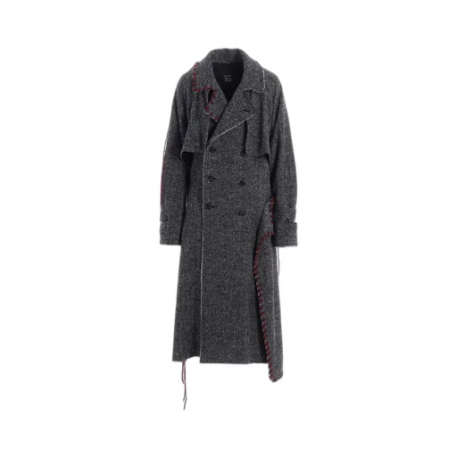 Nep Tweed Back Drape Trench Coat
