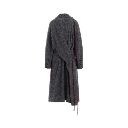 Nep Tweed Back Drape Trench Coat