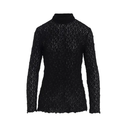 Flower Shirring High Neck Pullover