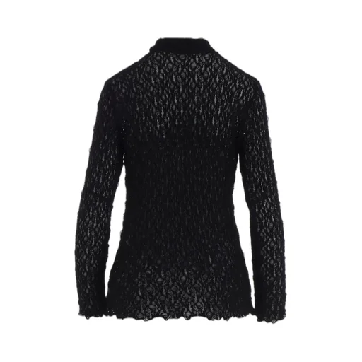 Flower Shirring High Neck Pullover