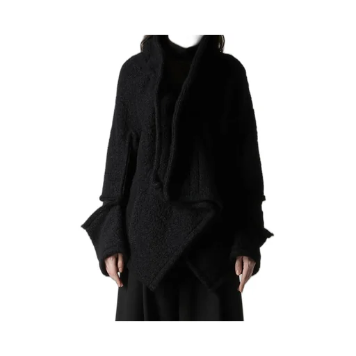 Loop Inlay Frilled Collar Jacket