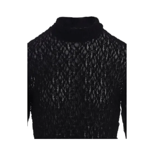 Flower Shirring High Neck Pullover