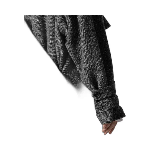Nep Tweed Back Drape Trench Coat