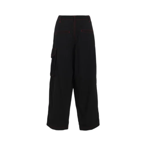 Black Denim Tab Pants